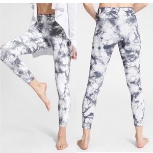 Athleta Black & White Tie-Dye High-Rise Leggings